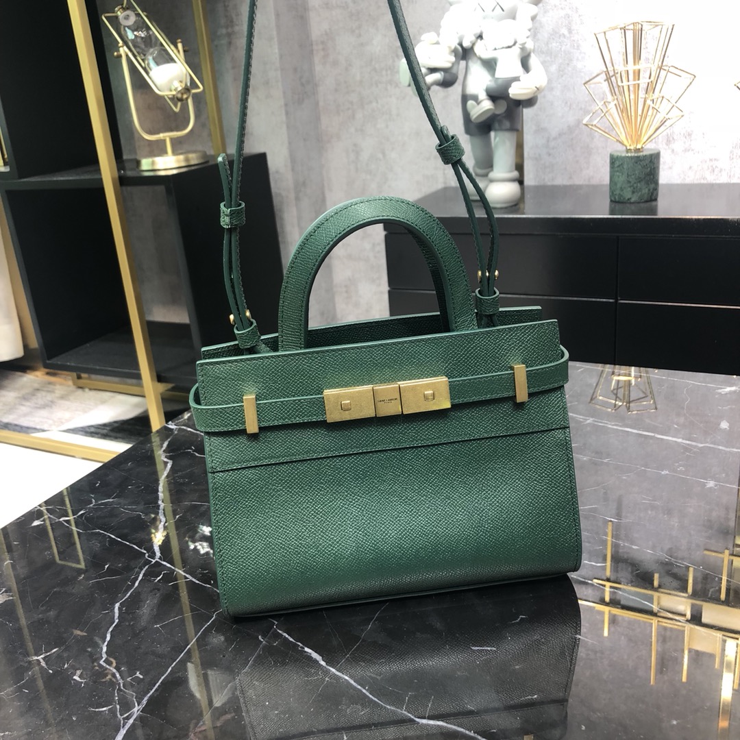 Saint Laurent Manhattan Box Nano Calfskin Shoulder Bag Handbag Green 593741 